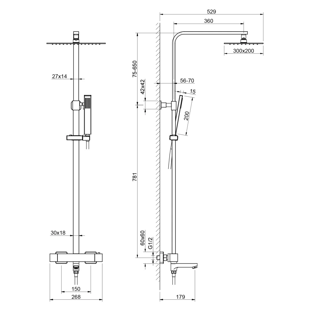 Душевая система с термостатом Timo Tetra-thermo SX-0169/18 черное золото от магазина Vanna-Vanna.ru!