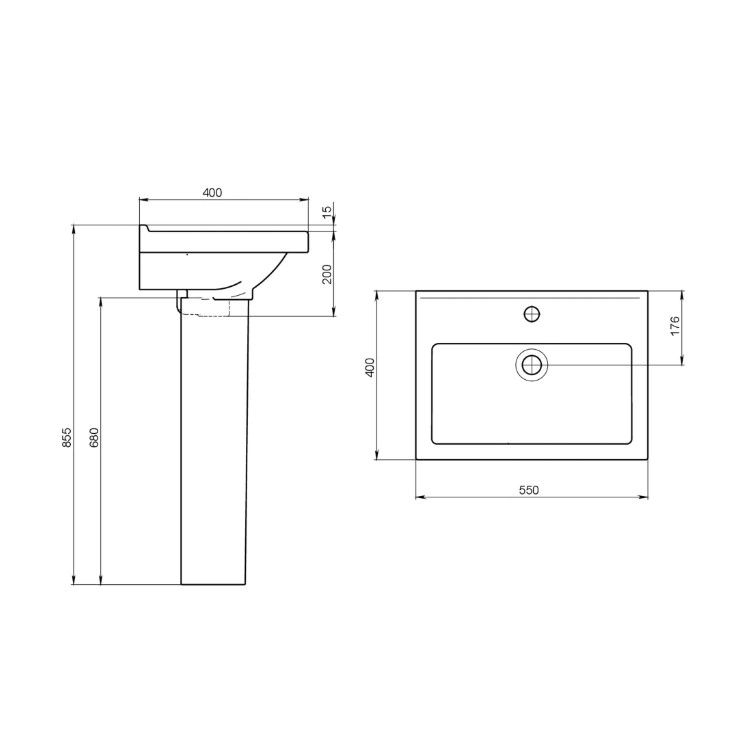 Тумба с раковиной Onika Милтон Квадро 55 напольная, белый, (разборная) от магазина Vanna-Vanna.ru!
