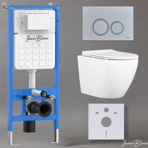 Комплект 3в1 IBERICA BLANCA инсталляция SILENCIO, унитаз BILBAO ALTO белый, кнопка смыва ESTI-O хром глянцевый (IB001.BLA.231.824) от магазина Vanna-Vanna.ru!