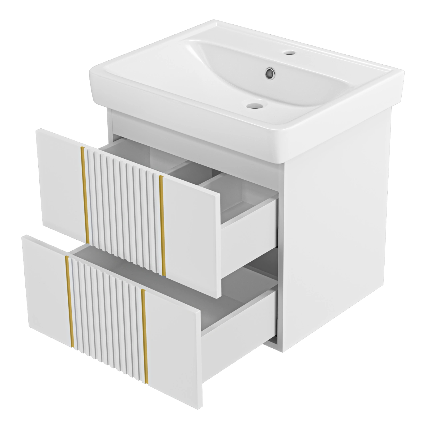 Тумба с раковиной Brevita Vega 60 подвесная, белый/патина золото от магазина Vanna-Vanna.ru!