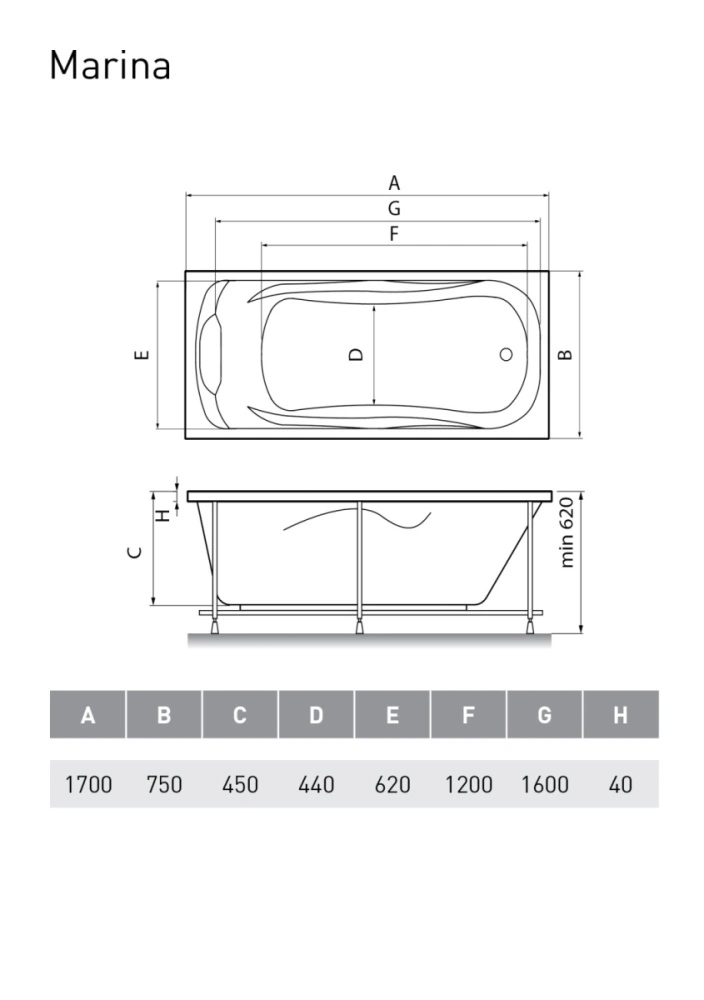 Ванна акриловая Relisan Marina 170х75 от магазина Vanna-Vanna.ru!