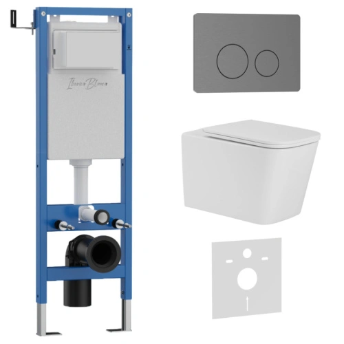 Комплект 3в1 IBERICA BLANCA инсталляция SILENCIO MINI, унитаз TOLEDO ALTO белый, кнопка смыва INOX-О вороненая сталь (IB.001M.TLA.234.8180) от магазина Vanna-Vanna.ru!