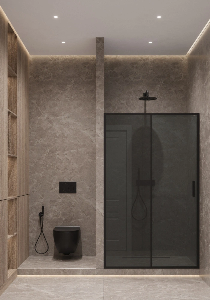 Душевая дверь Timo TD-150/03GR-6 в нишу, раздвижная, графит стекло, черный от магазина Vanna-Vanna.ru!