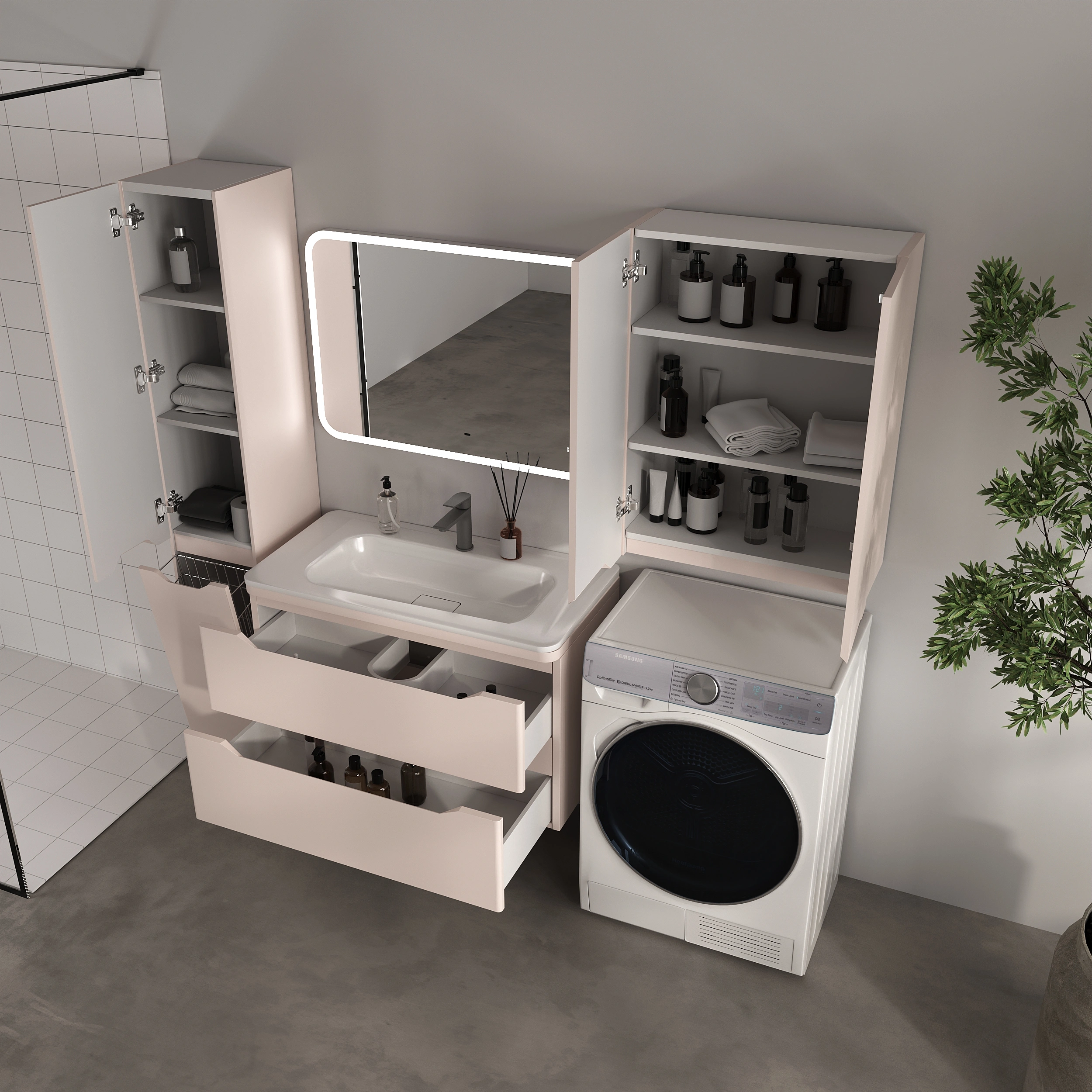 Тумба подвесная Style Line Марелла 90 (2 ящ.) антискрейтч карамель с раковиной Марелла Люкс 900х400 от магазина Vanna-Vanna.ru!