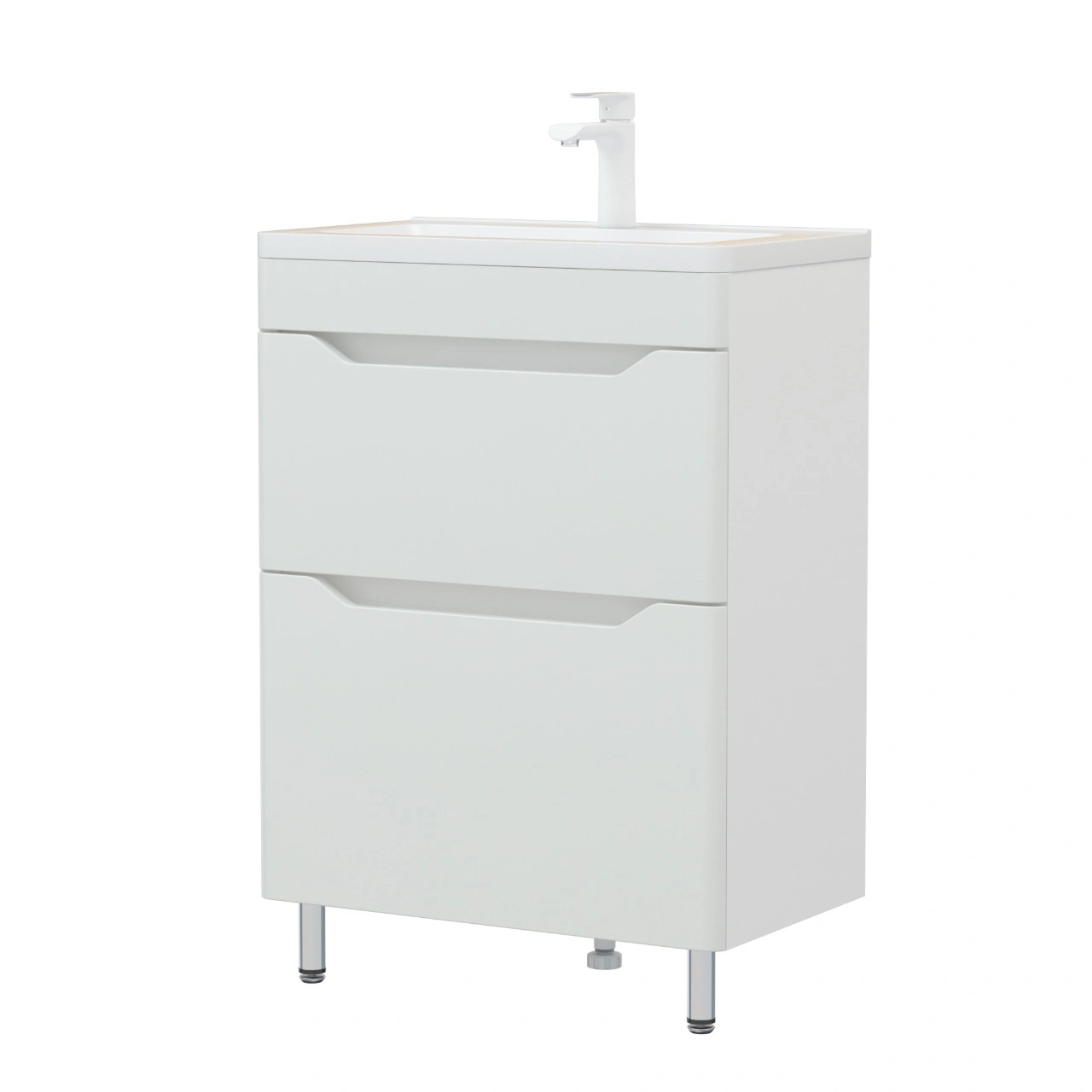 Тумба напольная Corozo Бирма 60 Z2, белый, с раковиной Modul Slim 60 от магазина Vanna-Vanna.ru!