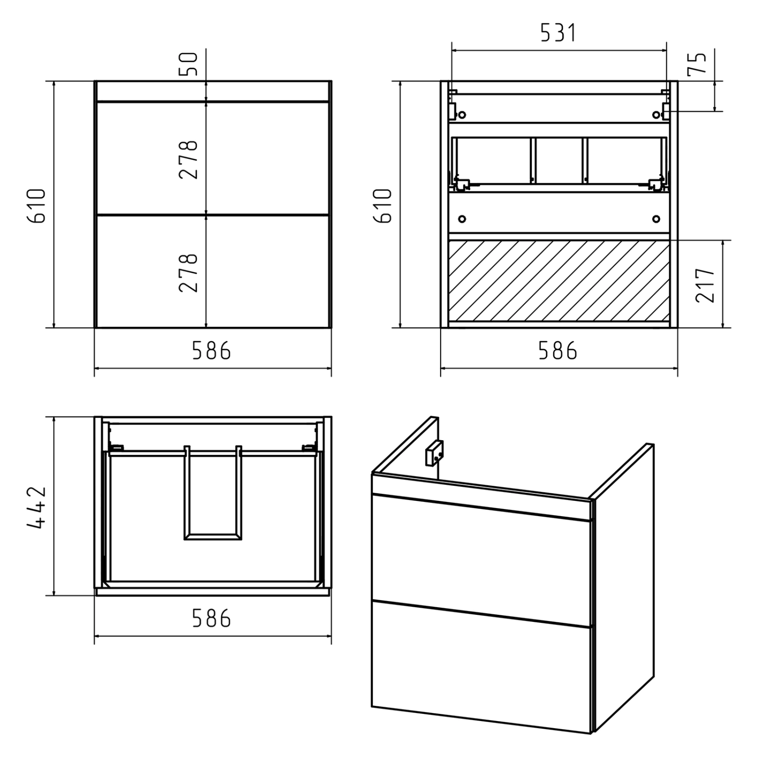 Тумба с раковиной Misty Атлантик 60 подвесная, белый от магазина Vanna-Vanna.ru!