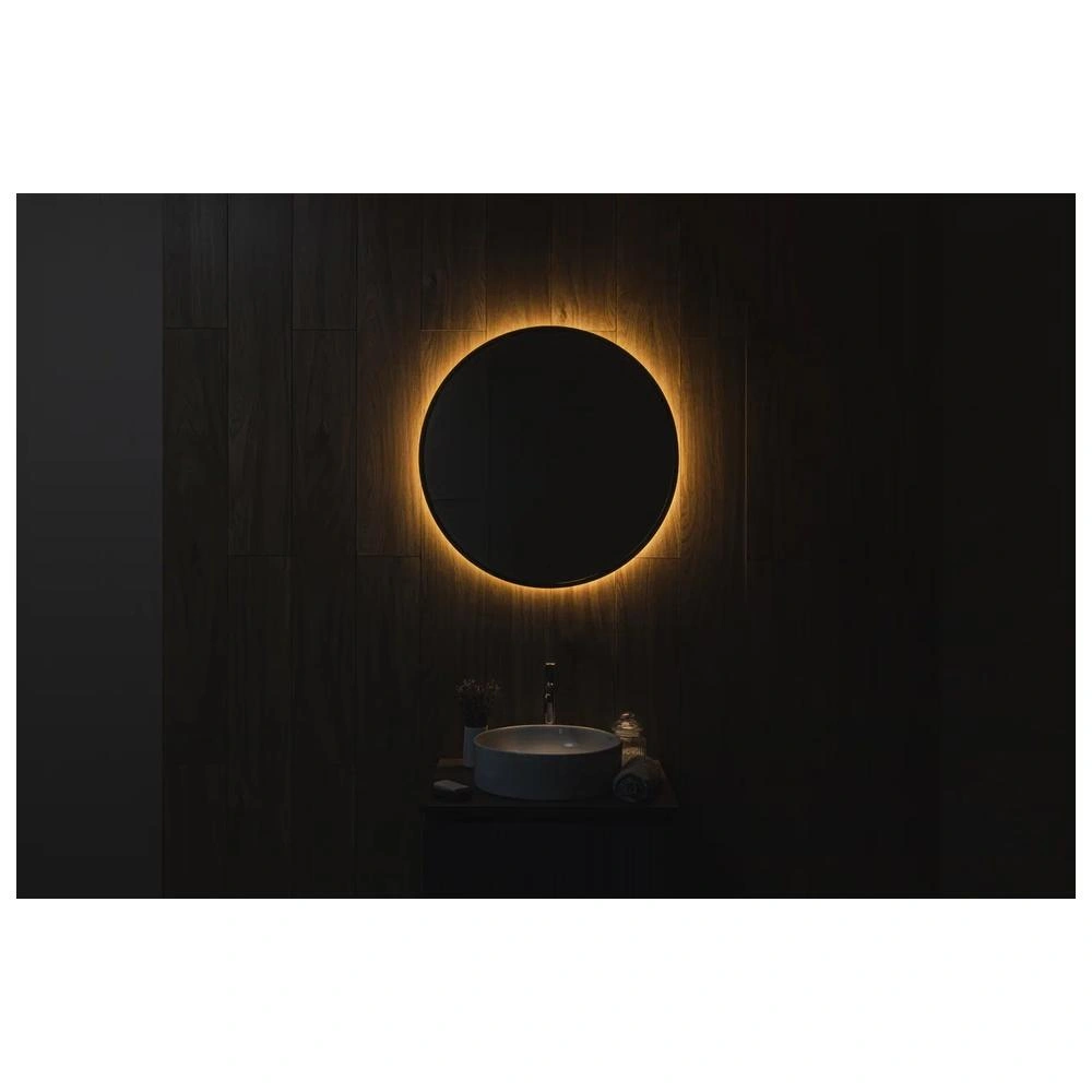 Зеркало Dreja SHINE 80x80 см, метал. рама, черный, беск. сенсор, LED-подсветка, диммер от магазина Vanna-Vanna.ru!