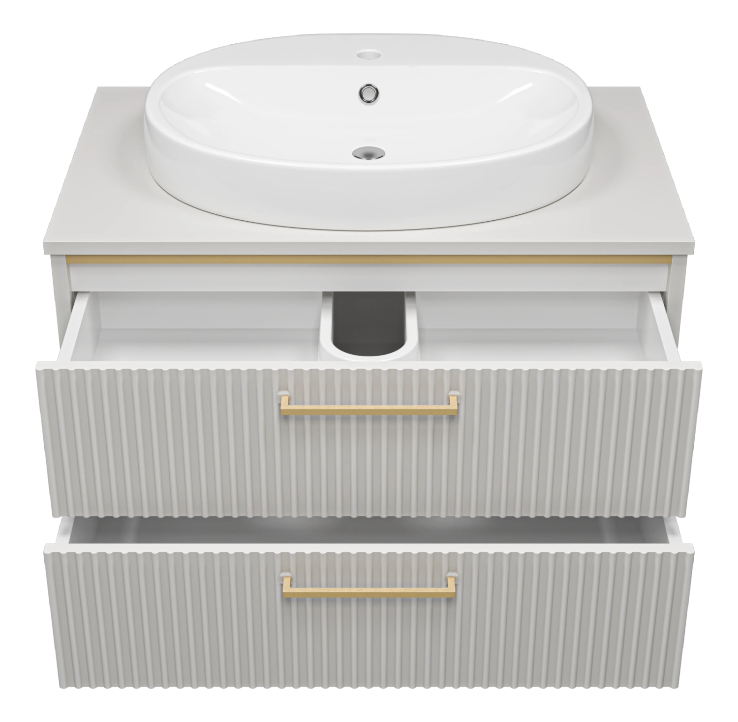 Тумба с раковиной Brevita Elche 80 подвесная, серый/патина золото