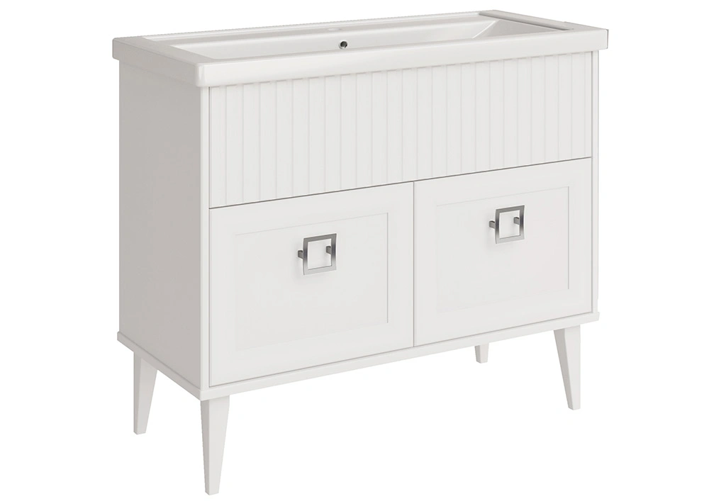 Тумба с раковиной ASB Woodline Риола 100 напольная, белый от магазина Vanna-Vanna.ru!