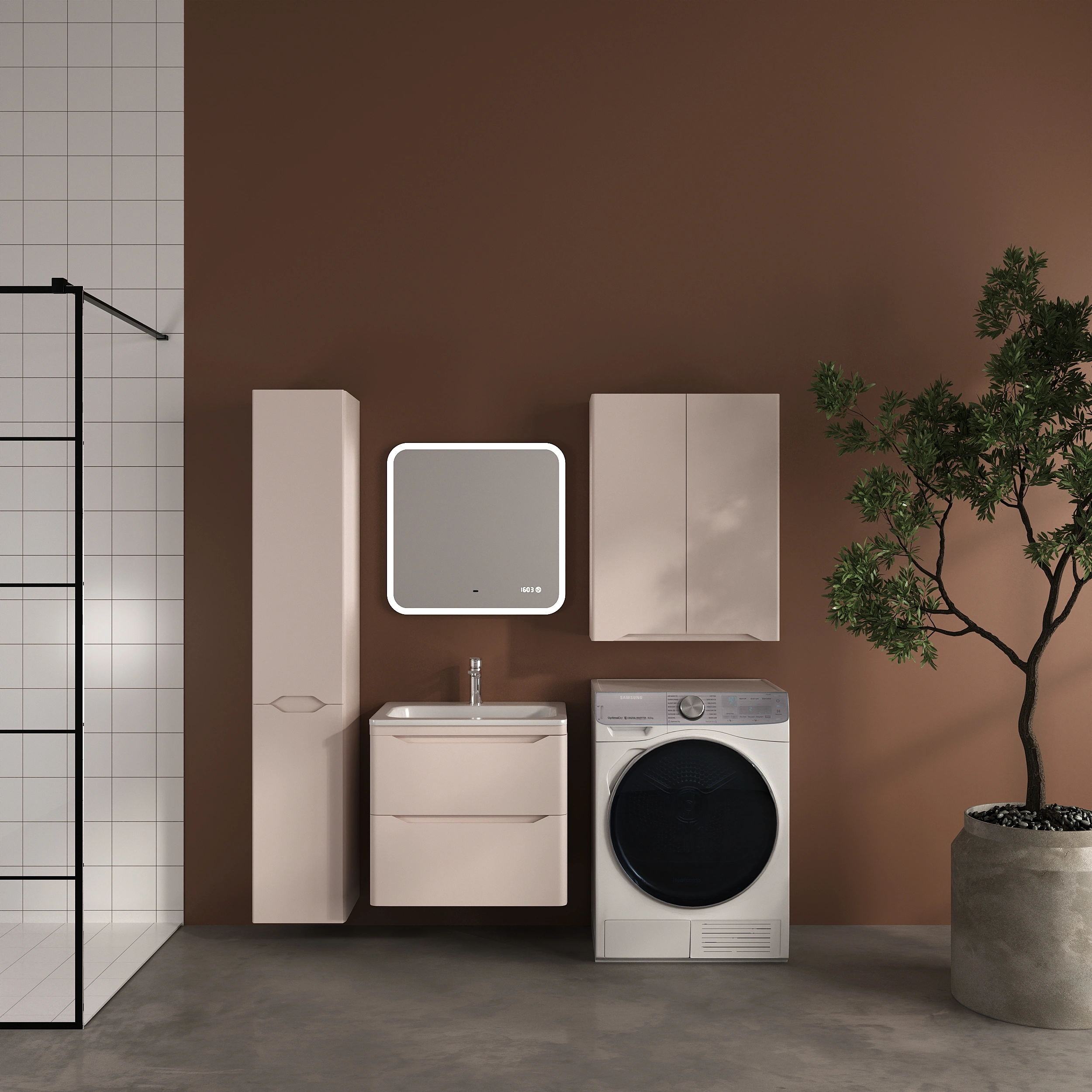 Тумба подвесная Style Line Марелла 60 (2 ящ.) антискрейтч карамель с раковиной Марелла Люкс 600х400 от магазина Vanna-Vanna.ru!