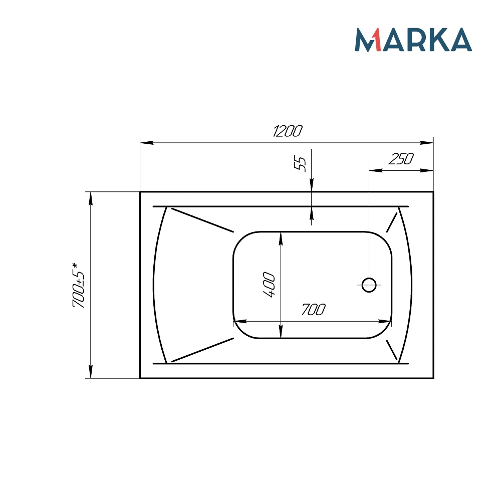 Ванна 1Marka MODERN 120х70 Комплект Стандарт 1+ от магазина Vanna-Vanna.ru!