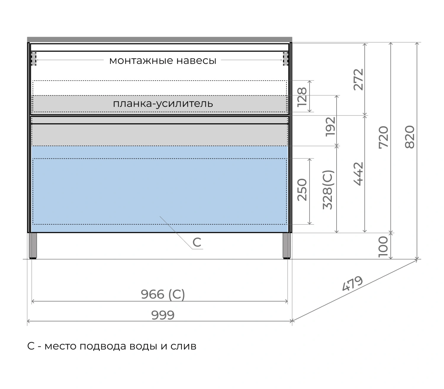 Тумба напольная Style Line Лима 100 эмаль, с раковиной LINE 100 серый шелк, белый матовый от магазина Vanna-Vanna.ru!