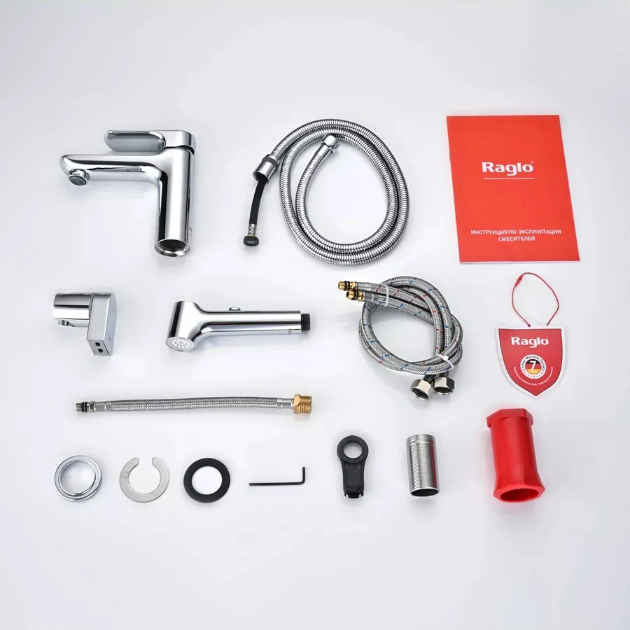 Смеситель для раковины с гигиеническим душем Raglo R03.12, хром от магазина Vanna-Vanna.ru!