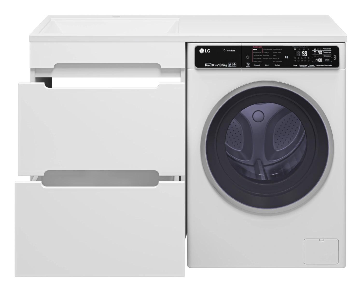 Тумба с раковиной Misty Байкал 55 под стиральную машину, с раковиной Misty Гавана 120 L, белый от магазина Vanna-Vanna.ru!