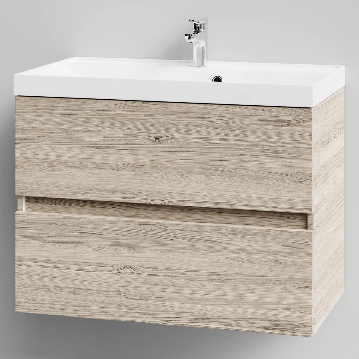 Тумба с раковиной Vod-ok Бест 80  подвесная, Дубослив ореховый светлый от магазина Vanna-Vanna.ru!