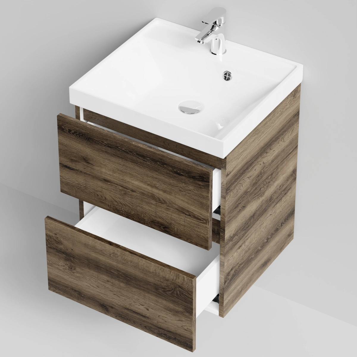 Тумба с раковиной Vod-ok Бест 50  подвесная, Дуб крымский коричневый от магазина Vanna-Vanna.ru!