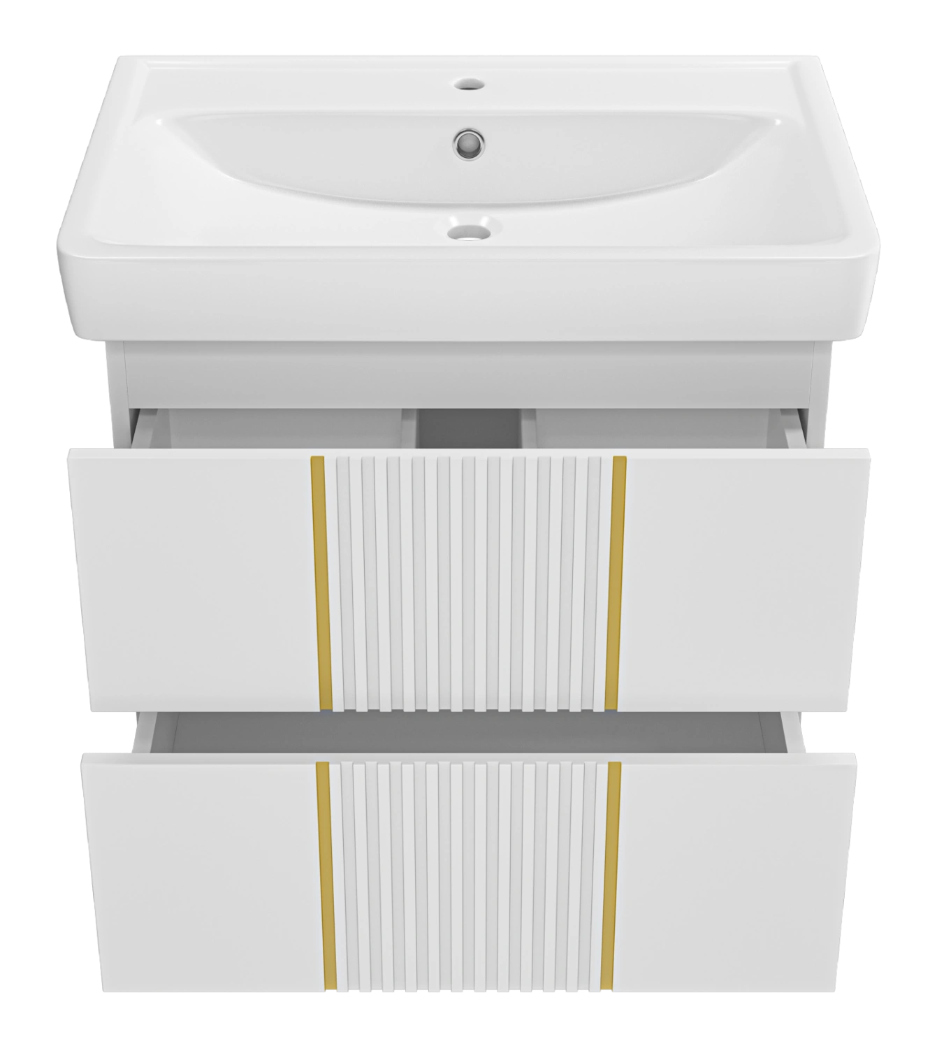 Тумба с раковиной Brevita Vega 70 подвесная, белый/патина золото