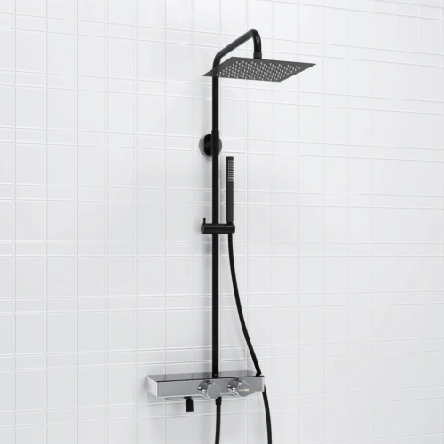 Душевая стойка WasserKraft A114.255.217.CB Thermo хром/черный Soft-touch