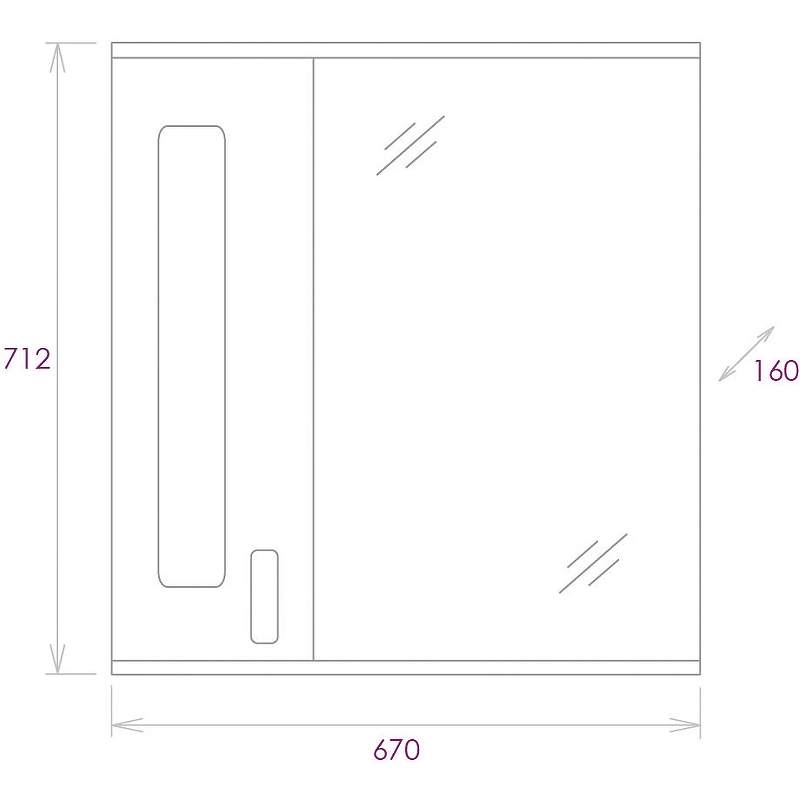 Зеркало со шкафчиком Onika Кристалл 67 L свет, белый