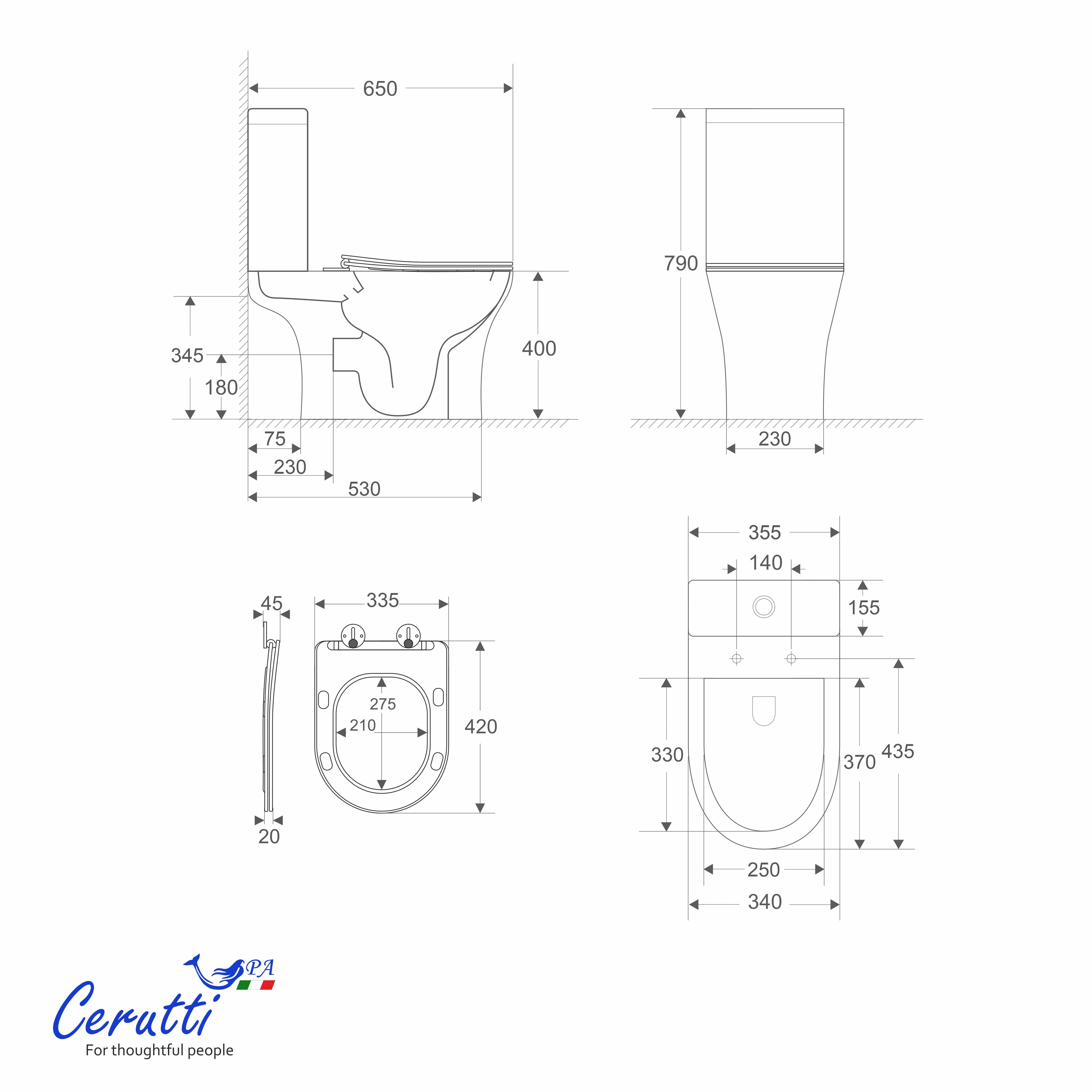 Унитаз напольный Ceruttispa BERNINA (БЕРНИНА) CT7193 безободковый (650х340х770) от магазина Vanna-Vanna.ru!
