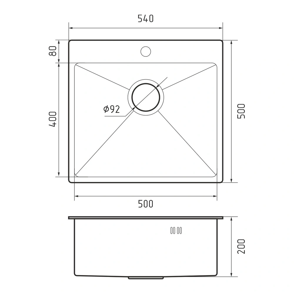 Кухонная мойка Rivelato Rinox 5450, нержавеющая сталь от магазина Vanna-Vanna.ru!