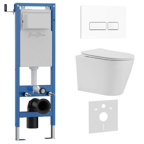 Комплект 3в1 IBERICA BLANCA инсталляция SILENCIO MINI, унитаз BURGOS ALTO белый, кнопка смыва ESTI-R белый глянцевый (IB.001M.BRA.234.211)