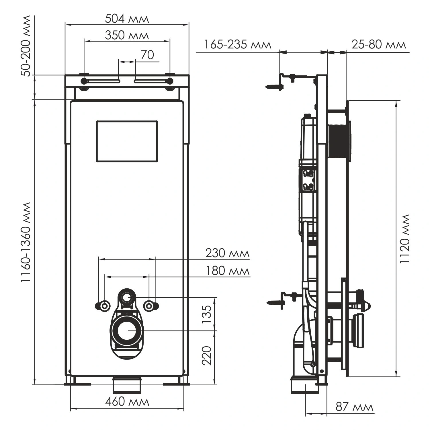 Инсталляция WasserKraft Salm 27TLT.010.ME.BL.PG02 для подвесного унитаза, с кнопкой от магазина Vanna-Vanna.ru!