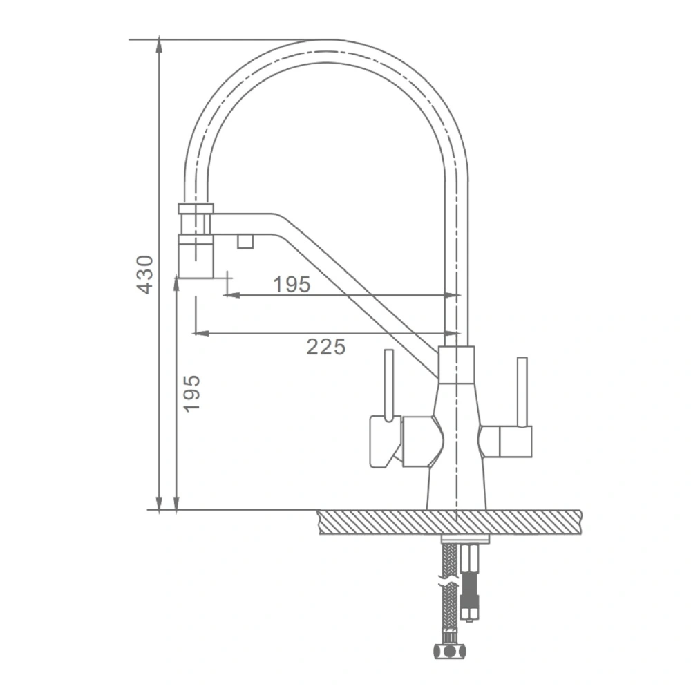 Смеситель для кухни с подключением фильтра Raglo R80.62.03, золотой сатин от магазина Vanna-Vanna.ru!