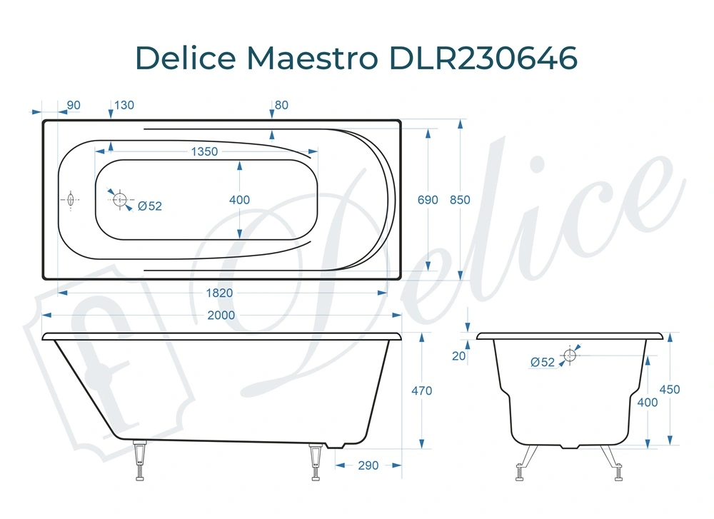 Ванна чугунная Delice Maestro 200х85 DLR230646 от магазина Vanna-Vanna.ru!