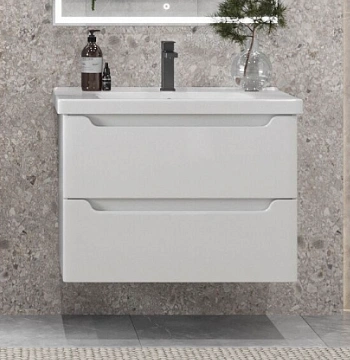 Тумба подвесная SanStar Lanciano 100 с раковиной Гармония 100, белая