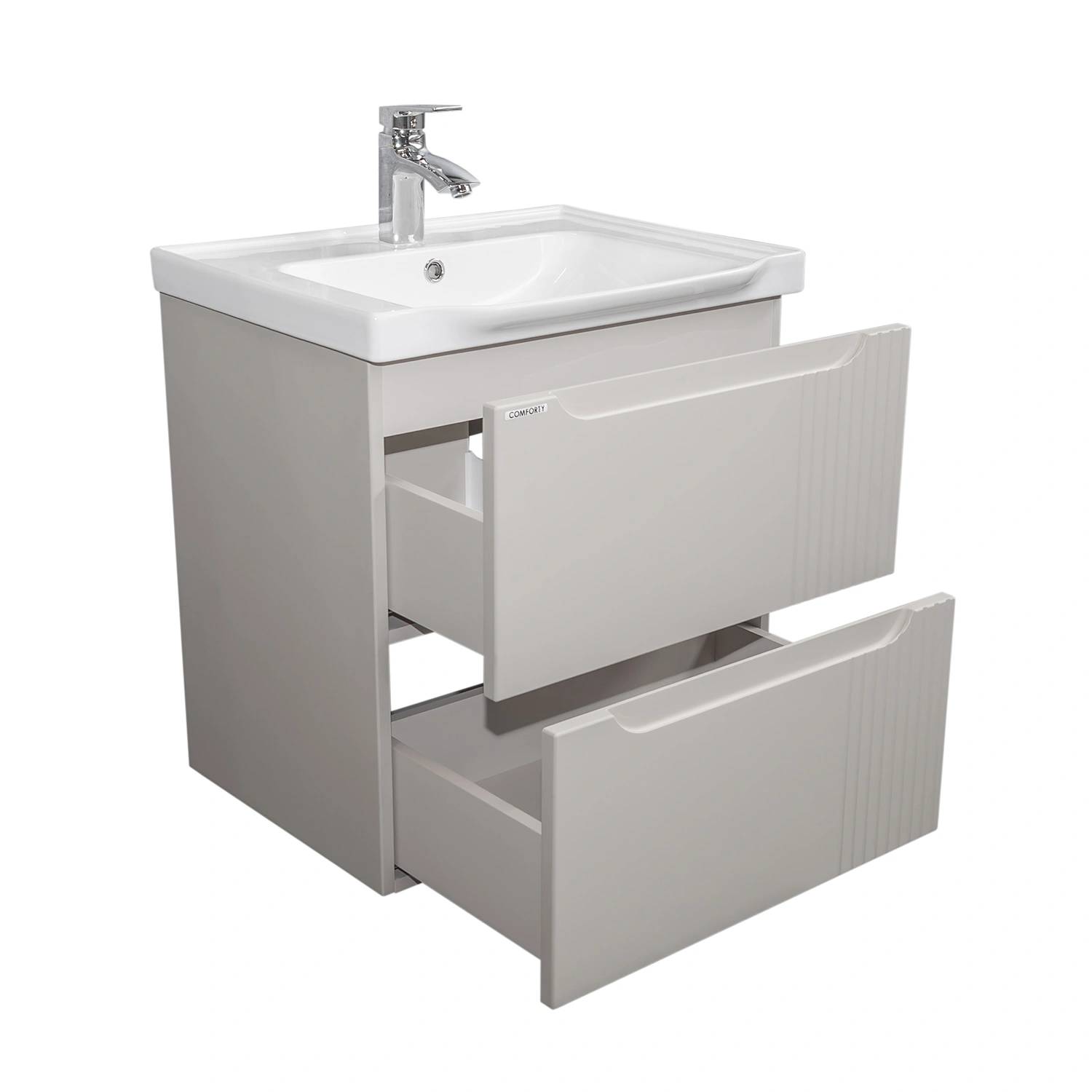 Тумба подвесная Comforty Сидней-60 серый шелк с раковиной CF188057-60 от магазина Vanna-Vanna.ru!