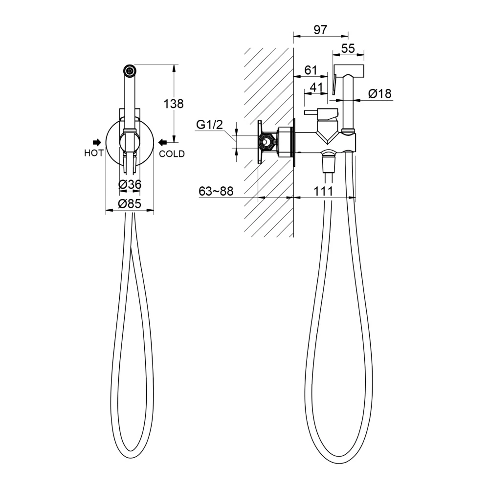 Смеситель встроенный с гигиеническим душем Timo Saona 2337/20SM золото шлифованное от магазина Vanna-Vanna.ru!