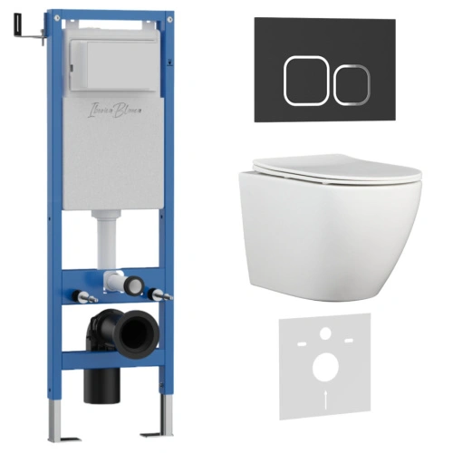 Комплект 3в1 IBERICA BLANCA инсталляция SILENCIO MINI, унитаз BILBAO ALTO белый, кнопка смыва ESTI-Q черный матовый (IB.001M.BLA.231.832) от магазина Vanna-Vanna.ru!