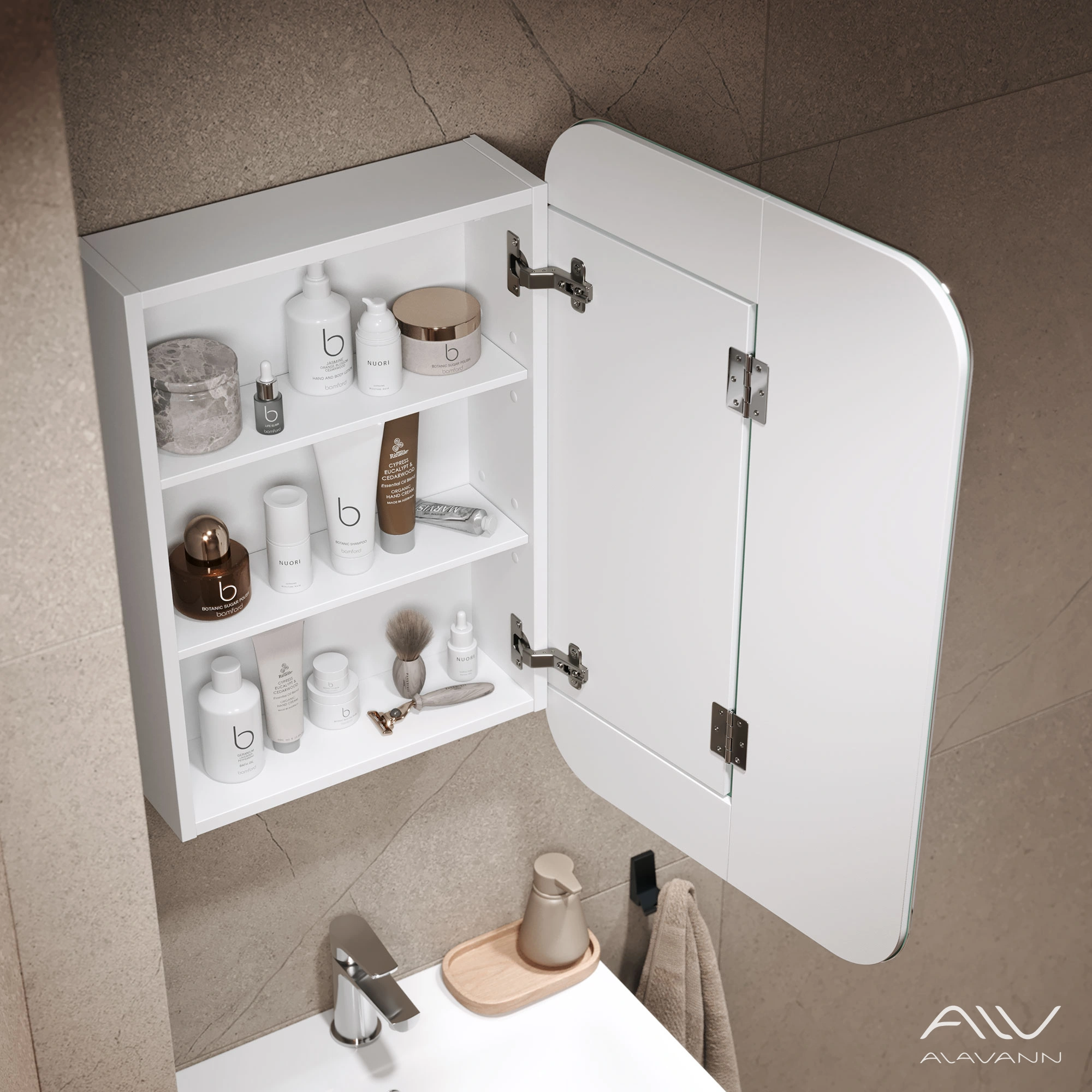 Зеркало-шкаф Alavann Cosmetic 50 с приближением, перевертыш от магазина Vanna-Vanna.ru!