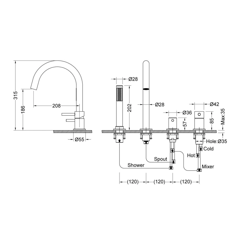 Смеситель для ванны с душем, врезной Timo Saona 2320/13Y никель от магазина Vanna-Vanna.ru!