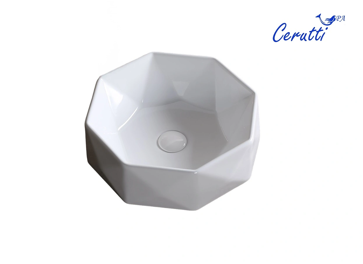 Раковина Ceruttispa CR0057 накладная, белая, многогранная 420х420х130 от магазина Vanna-Vanna.ru!