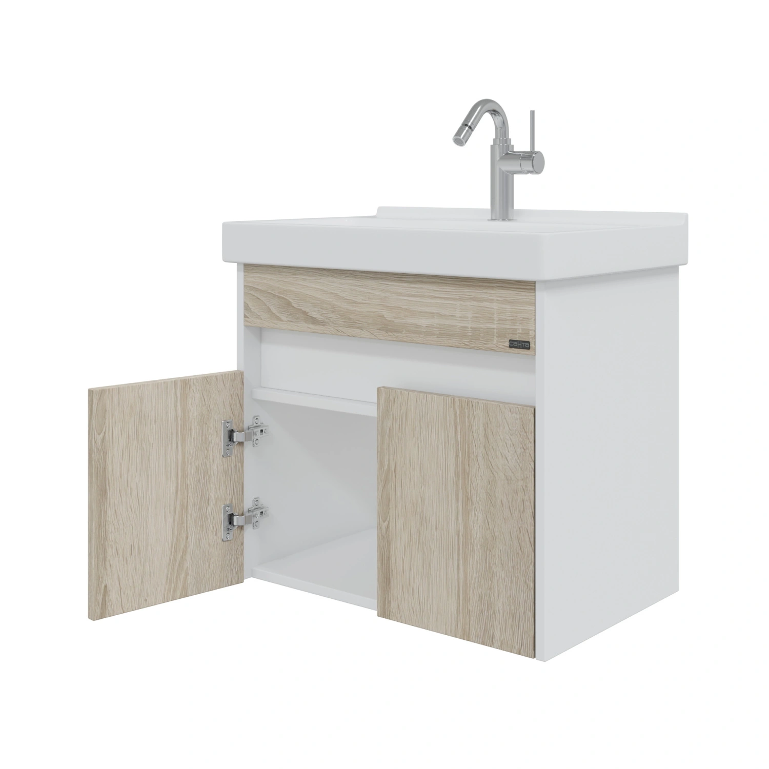 Тумба подвесная Санта Мира 60 с раковиной Fest 60, янтарный, белый от магазина Vanna-Vanna.ru!