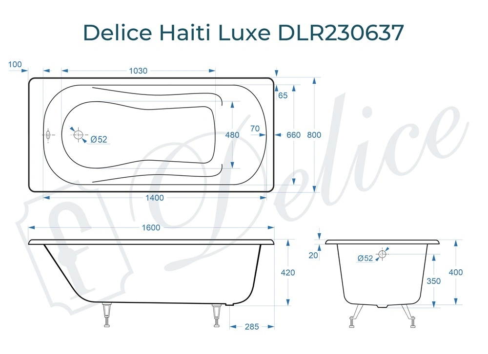 Ванна чугунная Delice Haiti Luxe 160х80 DLR230637 от магазина Vanna-Vanna.ru!