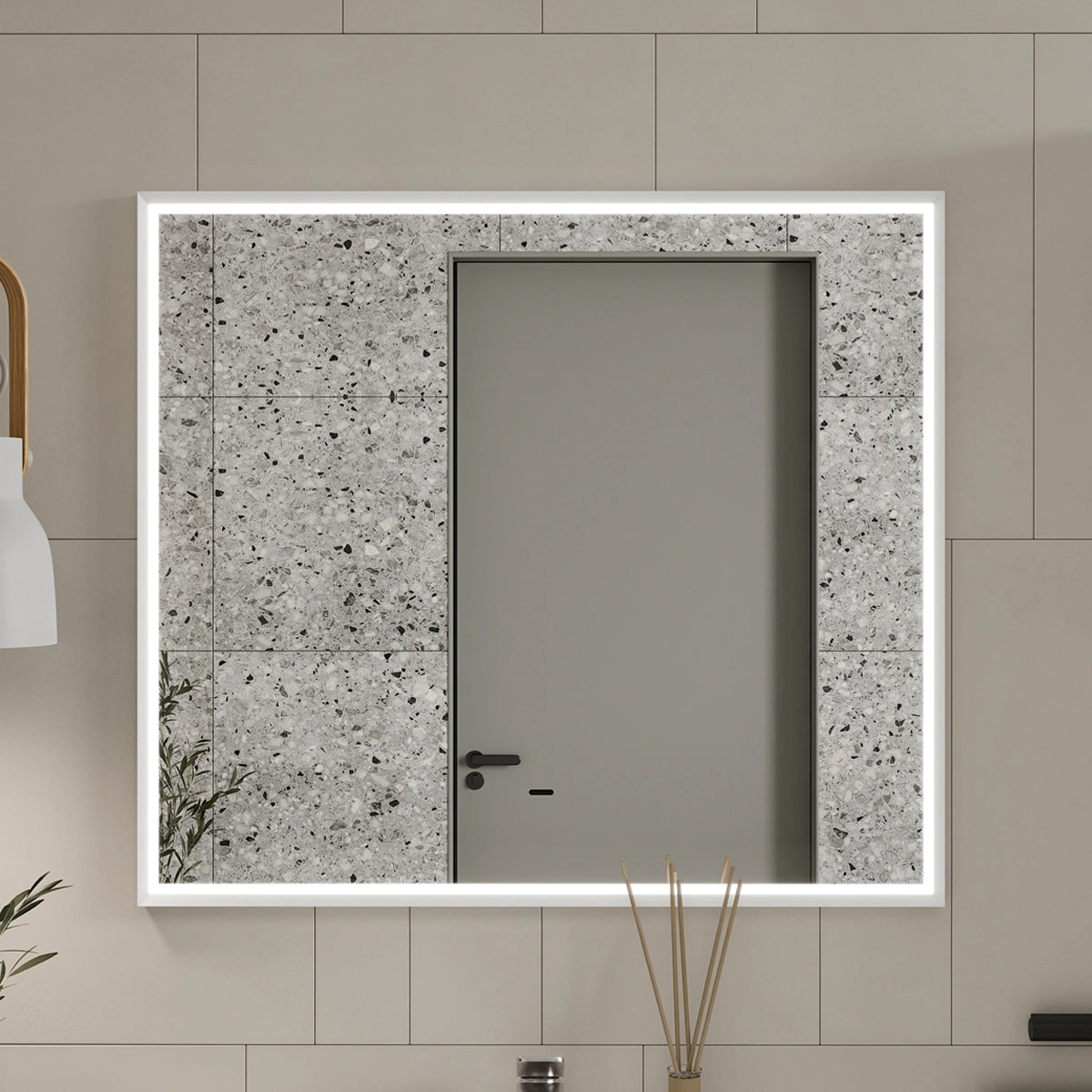 Зеркало EQUIL Lago LED 80 с подсветкой, белый