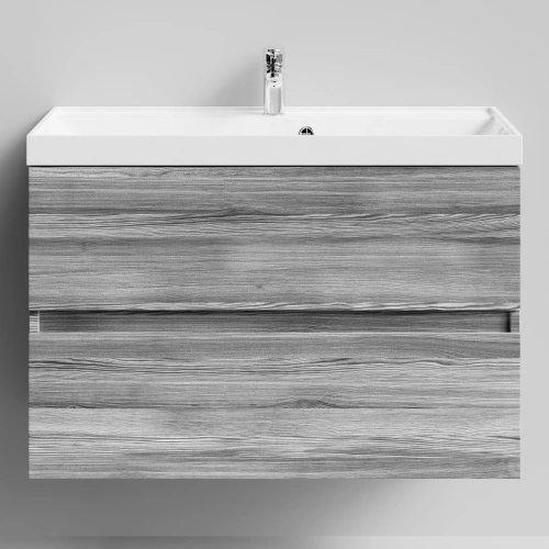 Тумба с раковиной Vod-ok Бест 90  подвесная, Лиственница структурная контрастно-серая от магазина Vanna-Vanna.ru!