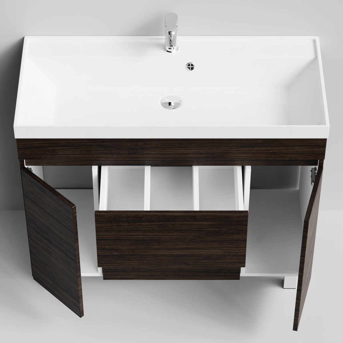 Тумба с раковиной Vod-ok Бест 100 (2 ящика, 2 двери) напольная, Палисандр от магазина Vanna-Vanna.ru!