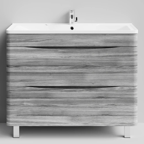 Тумба с раковиной Vod-ok Адель 100 напольная, Лиственница структурная контрастно-серая