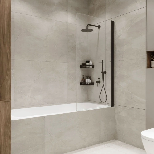 Шторка на ванну распашная Terminus Ното 02 1500х700 профиль черный от магазина Vanna-Vanna.ru!