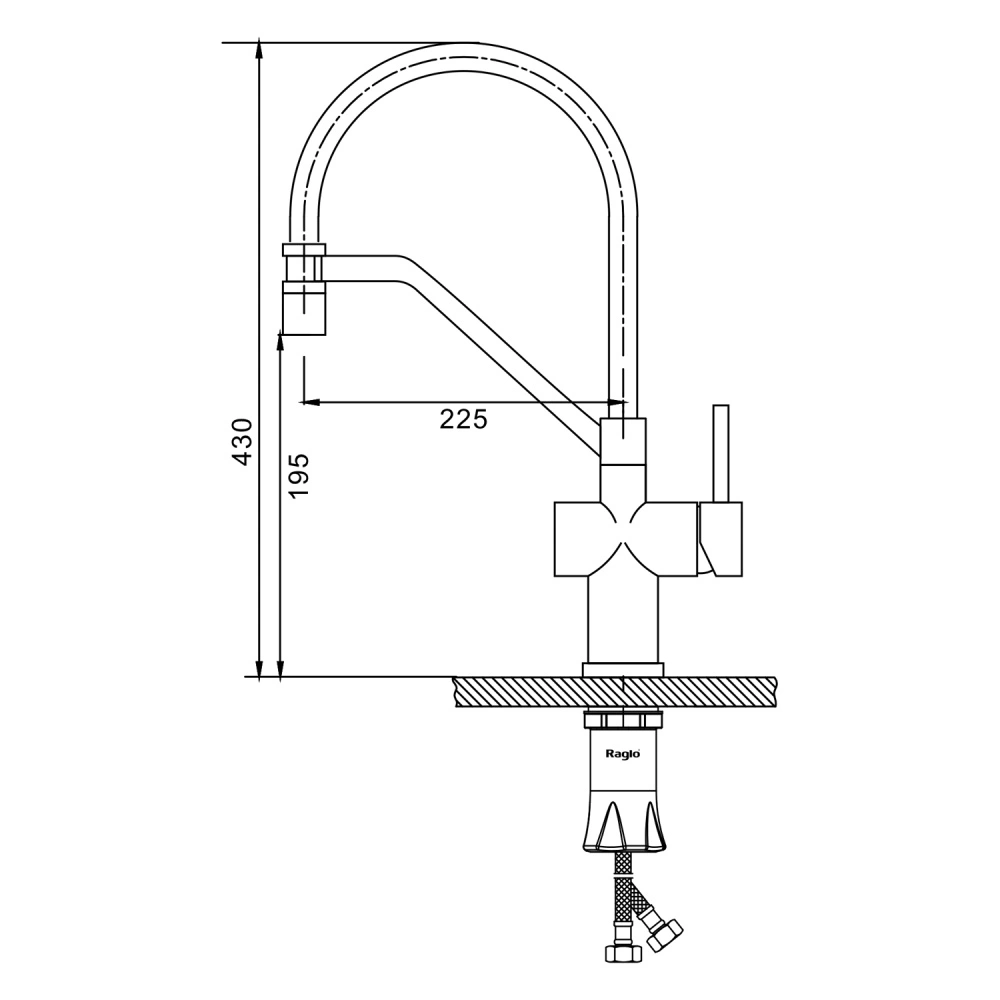 Смеситель для кухни со съемным изливом на магните Raglo R86.41.03, золотой сатин от магазина Vanna-Vanna.ru!