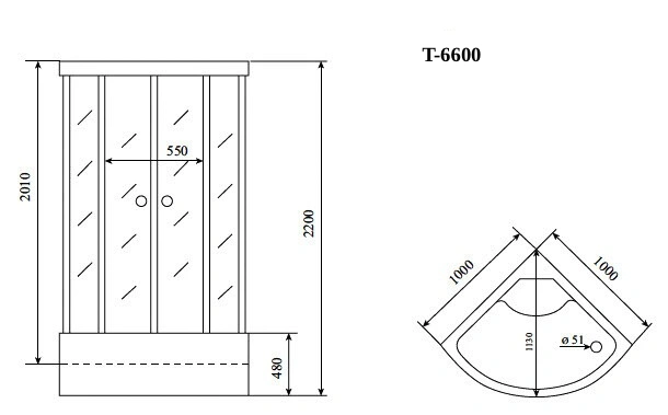 Душевая кабина Timo Standart T-6600 Black Fabric (100*100*220) от магазина Vanna-Vanna.ru!