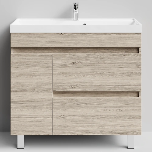 Тумба с раковиной Vod-ok Бест 90 левая дверь, напольная, Дубослив ореховый светлый от магазина Vanna-Vanna.ru!