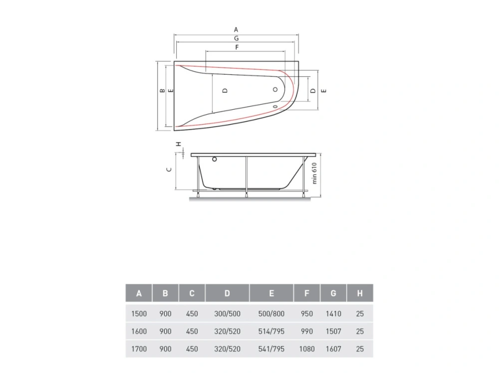 Ванна акриловая Vayer Boomerang 170x90 L левая от магазина Vanna-Vanna.ru!