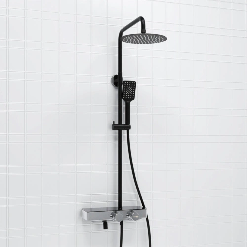 Душевая стойка WasserKraft A114.258.130.CB Thermo черный Soft-touch от магазина Vanna-Vanna.ru!