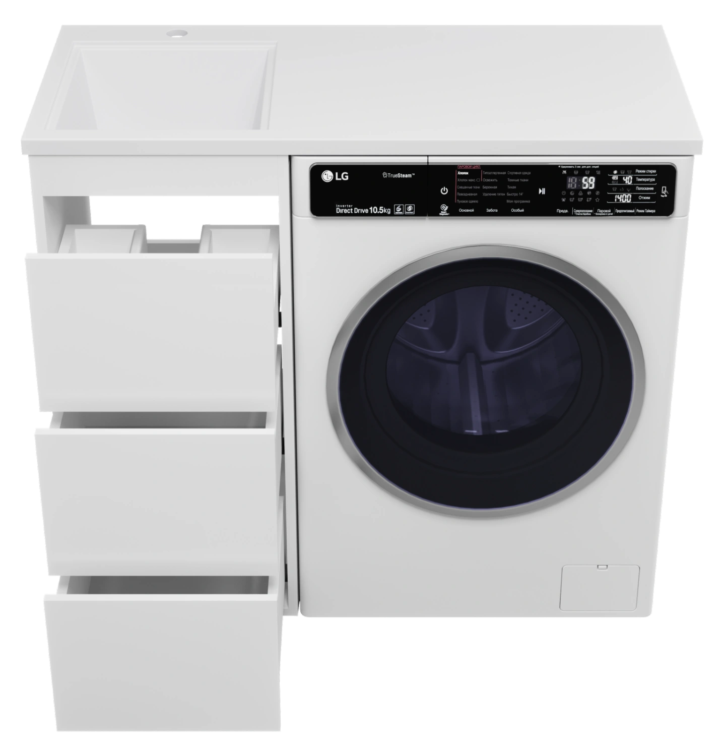 Тумба с раковиной Brevita Grafit 40 под стиральную машину, с раковиной Misty Гавана 100 L, белый от магазина Vanna-Vanna.ru!