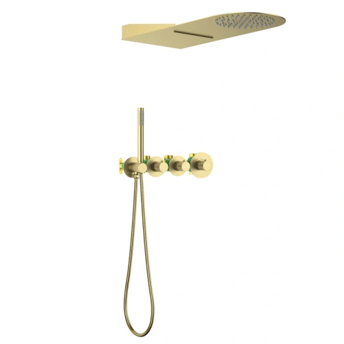 Душевая система встроенная с термостатом Timo Saona SX-2350/17SM золото матовое от магазина Vanna-Vanna.ru!
